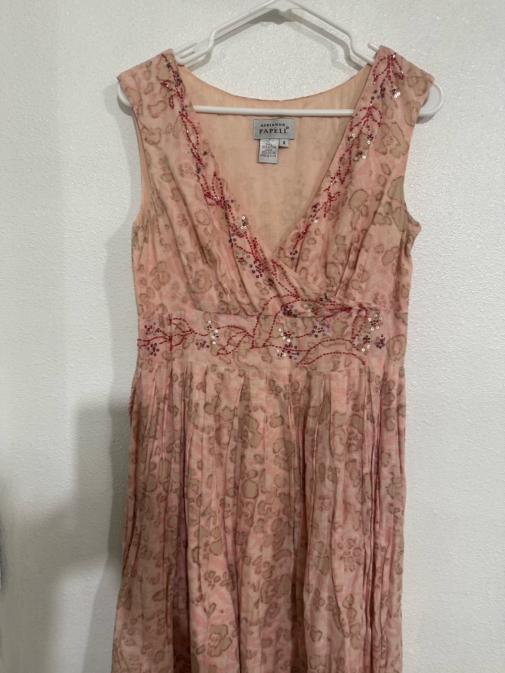 Adriana Papell 100% cotton dress, natural fabric size Eight, Summer Spring - Picture 2 of 5